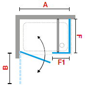 Novellini Young 2 hinged door, inline panel and end panel diagram