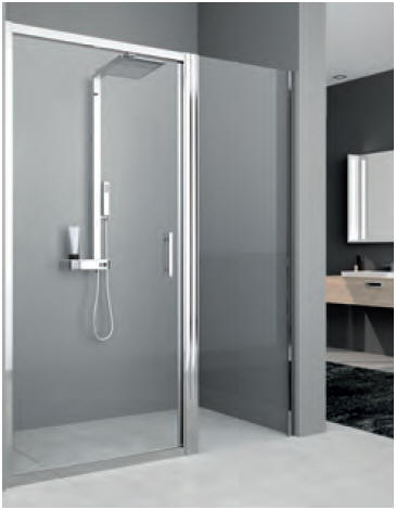 Novellini Zephyros F Special 5. Customer in line,m laterall wall fixing and closed profile shower panels.