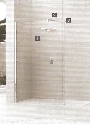Novellini single panel plain glass frameless shower screens