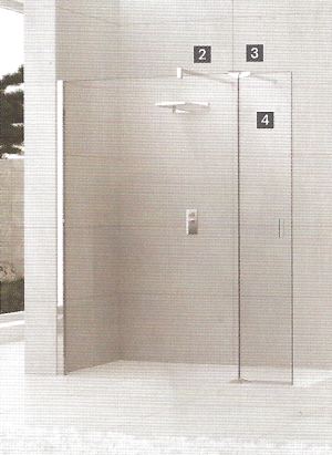 Novellini glass shower screen with hinged end panel