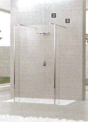 Novellini Kuadra walk through shower glass panel with optional return panels