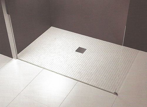 Wet room shower floor with square gully