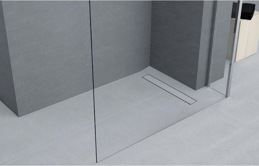 The elegance of a wet room shower floor with linear drain