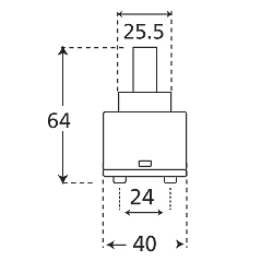 40mm Mono Ceramic Disk Tap Cartridge diagram