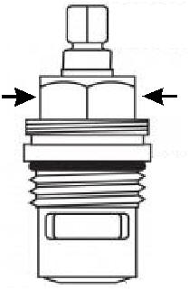 Nut type flats on a tap valve where a spanner fits