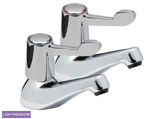Lever operated bath taps