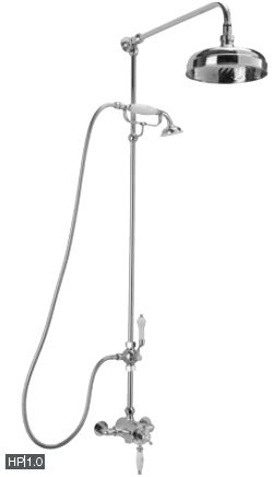 Tremercati IMPERIAL traditional exposed rigid riser with overhead shower, diverter and hose with handset