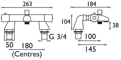 Artisan thermostatic bath shower mixer diagram