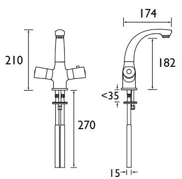 Artisan thermostatic basin mixer diagram