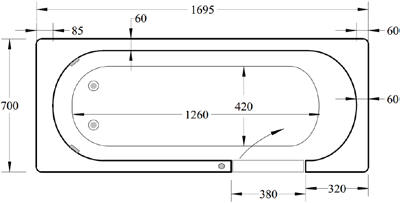 AVRAIL RV walk in shower bath diagram showing dimensions