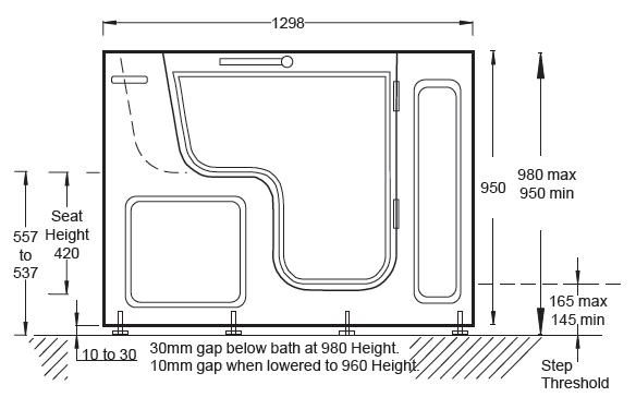 Tranquility walk in bath diagram 3