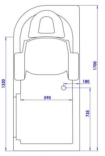 Easy Riser walk in bath (3) - Dimensions of corner model