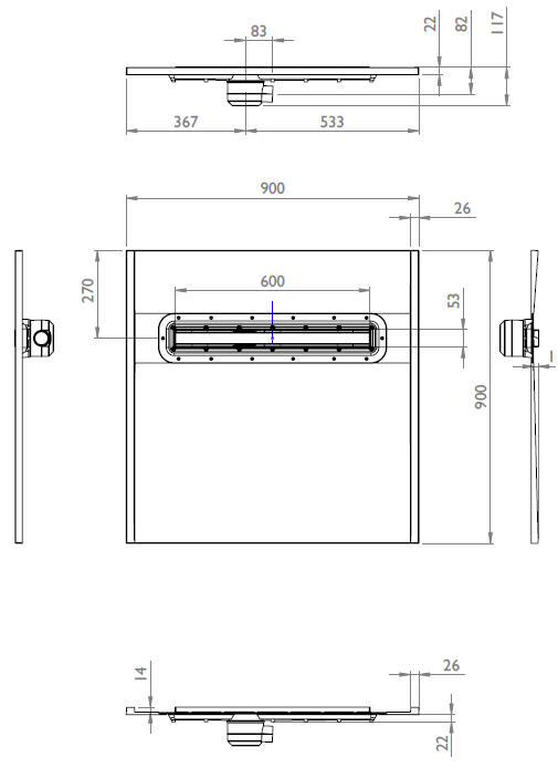 IMPEY Aquadec Linear 2 - 900mm x 900mm