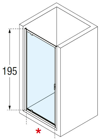 Novellini Lunes 2 pivot shower door diagram
