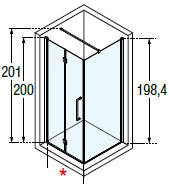 Novellini Young 2 - GS+FS corner shower with bi-folding door diagram 1