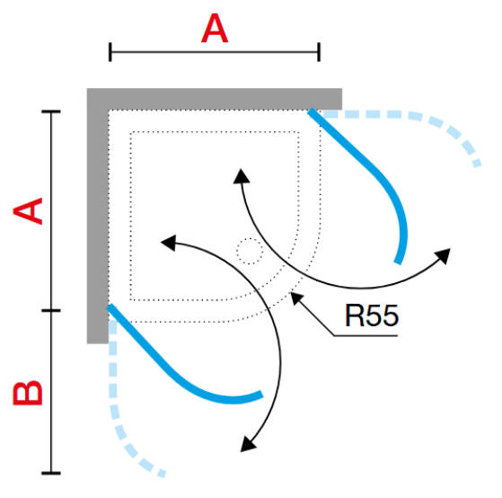 Novellini R2 Lux quadrant shower enclosure - diagram 2
