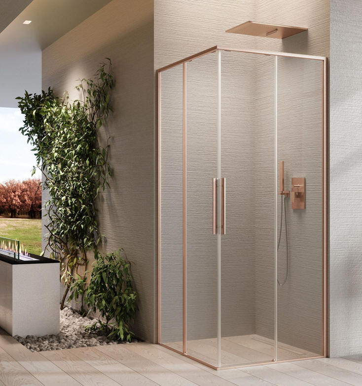 Novellini RIGA A corner entry corner shower.