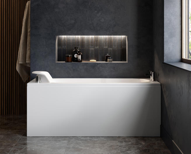 Mantaleda OMEGA with seat lowered in bath